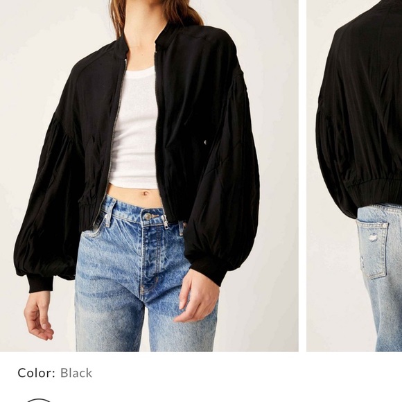 BLACK FREE PEOPLE JACKET BALOON SLEEVE TOP ✨ - Picture 8 of 8